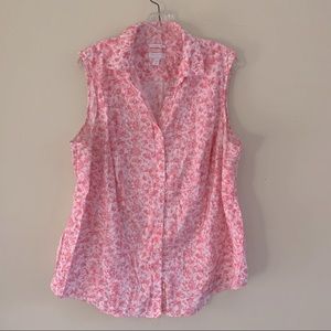 Tailored Fit Sleeveless Button-down Blouse